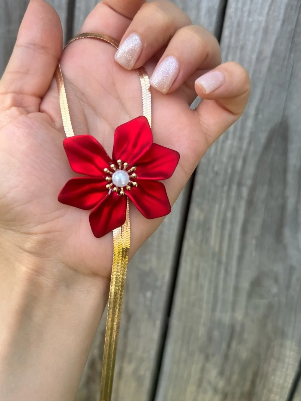 Luxury Red Flower Pendant - Women Jewelry